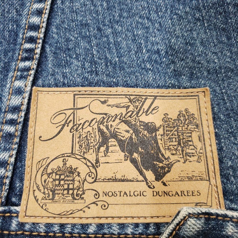 Vintage Faconnable Iconic Cotton Jean Jacket with Back Logo Patch Size Medium - Picture 13 of 16